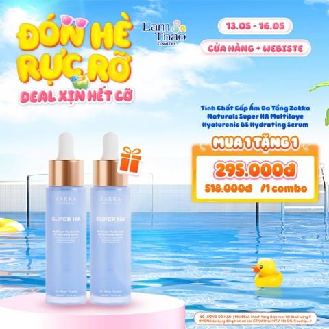  [DEAL SỐC 13.05 - 16.05 COMBO 2 CHAI 30ML] Tinh Chất Cấp Ẩm Đa Tầng Zakka Naturals Super HA Multilayer Hyaluronic B5 Hydrating Serum 