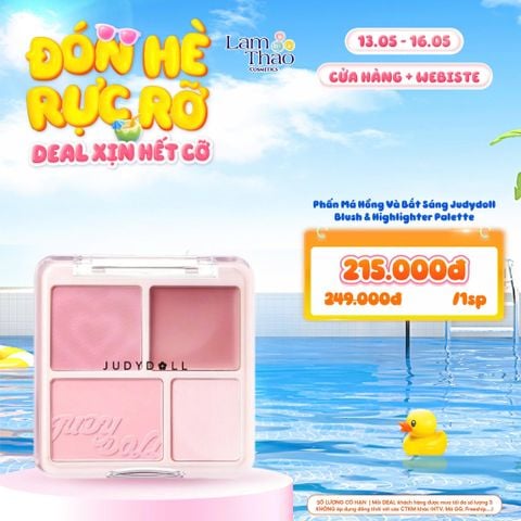  [DEAL SỐC 13.05 - 16.05] Phấn Má Hồng Và Bắt Sáng Judydoll Blush & Highlighter Palette 