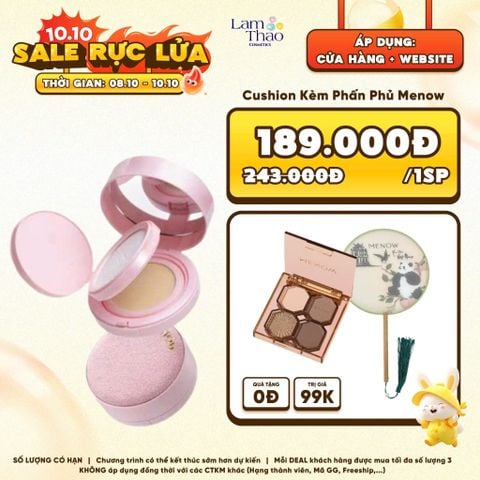  [DEAL SỐC 8.10 - 10.10 PHẤN MẮT MENOW + QUẠT CỔ TRANG] Cushion Kèm Phấn Phủ Menow Rouge Light Makeup Powder Cushion Powder Cream 