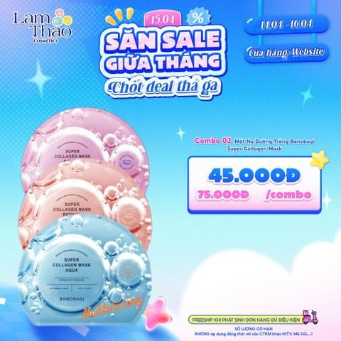  [DEAL SỐC 14.04 - 16.04 COMBO 3 MASK] Mặt Nạ Dưỡng Trắng Banobagi Super Collagen Mask 