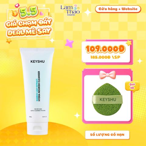  [TẶNG 01 MÚT RỬA MẶT KEYSHU] Sữa Rửa Mặt Làm Sạch Dịu Nhẹ Cho Da Khô Keyshu Hydra Nourish Cleanser 
