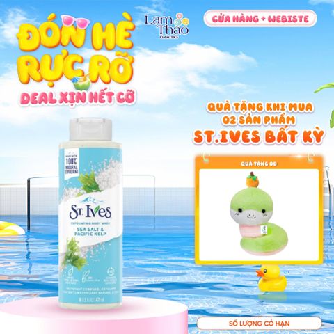  [MUA 2 SP ST.IVES BẤT KỲ TẶNG 01 GẤU BÔNG] Sữa Tắm Loại Bỏ Da Chết St.Ives Purifying Sea Salt & Pacific Kelp Exfoliating Body Wash (Mẫu Mới) 