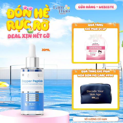  [TẶNG BTT BEFOU 30 MIẾNG][MUA HĐ MD CARE 499K TẶNG 01 TÚI DA ĐỰNG MỸ PHẨM] Tinh Chất Hỗ Trợ Chống Lão Hoá, Cung Cấp Collagen MD Care Copper Peptide Serum Advanced Improvement Formula 