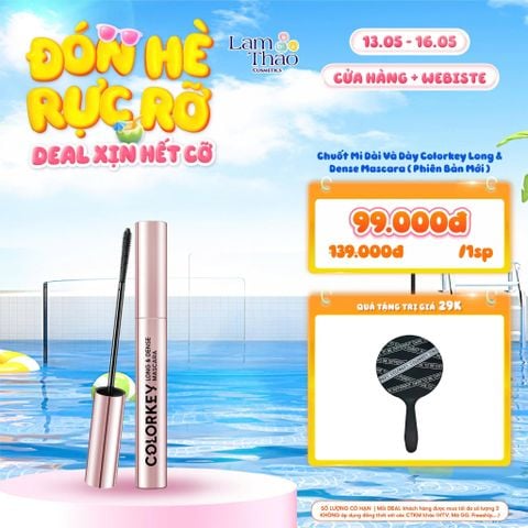  [DEAL SỐC 13.05 - 16.05 TẶNG GƯƠNG CẦM TAY MINI] [DUY NHẤT BIÊN HOÀ HĐ COLORKEY 459K TẶNG 01 SON COLORKEY]Chuốt Mi Dài Và Dày Colorkey Long & Dense Mascara ( Phiên Bản Mới ) 