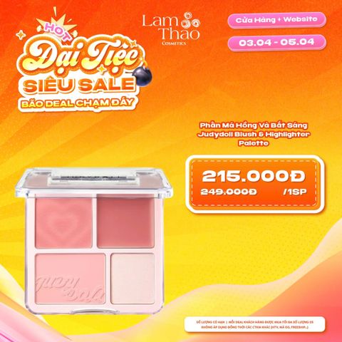  [DEAL SỐC 03.04 - 05.04] Phấn Má Hồng Và Bắt Sáng Judydoll Blush & Highlighter Palette 