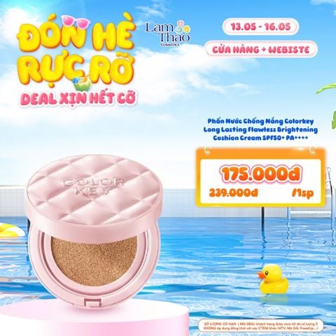  [DEAL SỐC 13.05 - 16.05] Phấn Nước Chống Nắng Colorkey Long Lasting Flawless Brightening Cushion Cream SPF50+ PA++++ 