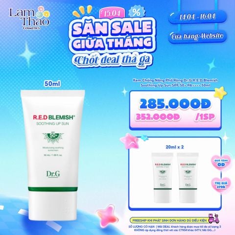  [DEAL SỐC 14.04 - 16.04 MUA SIZE 50ML TẶNG 02 KCN Dr.G 20ML] Kem Chống Nắng Phổ Rộng Dr.G R.E.D Blemish Soothing Up Sun SPF 50+ PA++++ 