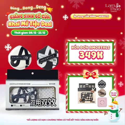 [DEAL SỐC 6.12 - 25.12 MUA HOÁ ĐƠN AMORTALS 349K TẶNG BÔNG MÚT TWIN STAR POWDER PUFF SET]  [DUY NHẤT CH TẶNG SET GIẤY THẤM DẦU AMORTALS] Bộ Bông Mút Amortals Double A Powder Puff Set 