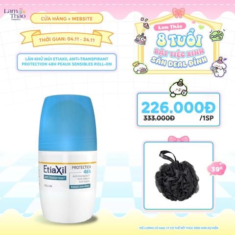  [DEAL SỐC 4.11 - 24.11 TẶNG BÔNG TẮM ETIAXIL] Lăn Khử Mùi EtiaXil Anti-Transpirant Protection 48h Peaux Sensibles Roll-On 