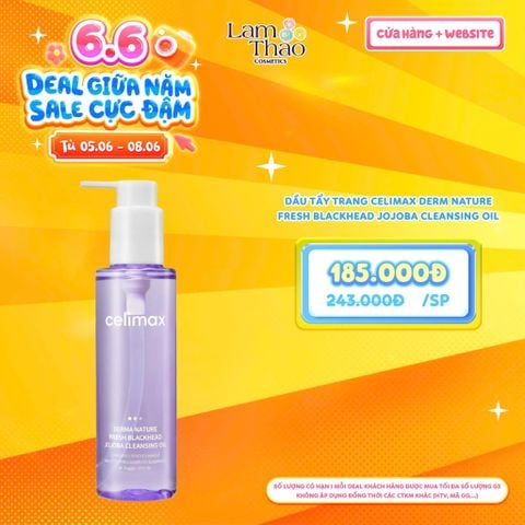  [DEAL SỐC 05.06 - 08.06] Dầu Tẩy Trang Celimax Derm Nature Fresh Blackhead Jojoba Cleansing Oil 