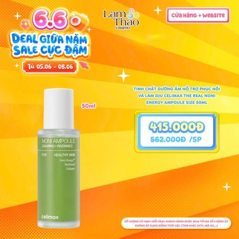  [DEAL SỐC 05.06 - 08.06 SIZE 50ML] Tinh Chất Dưỡng Ẩm Hỗ Trợ Phục Hồi Và Làm Dịu Celimax The Real Noni Energy Ampoule 