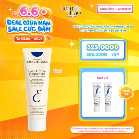  [DEAL SỐC 05.06 - 08.06 MUA SIZE 75ML TẶNG 02 KEM DƯỠNG EMBRYOLISS 5ML] Kem Dưỡng Ẩm Phục Hồi Da Embryolisse Lait Crème Concentré 