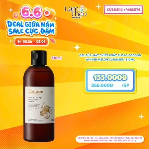  [DEAL SỐC 05.06 - 08.06 SIZE 310ML] Gel Rửa Mặt Chiết Xuất Bí Đao Cocoon Winter Melon Cleanser 