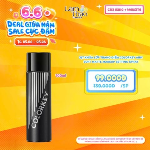  [DEAL SỐC 05.06 - 08.06 SIZE 100ML] Xịt Khóa Lớp Trang Điểm Colorkey Airy Soft Matte Makeup Setting Spray 