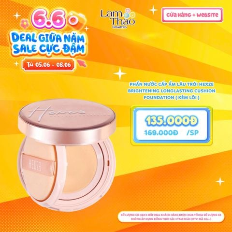  [DEAL SỐC 05.06 - 08.06] Phấn Nước Cấp Ẩm Lâu Trôi Hexze Brightening Longlasting Cushion Foundation ( Kèm Lõi ) 
