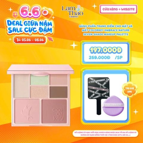  [DEAL SỐC 05.06 - 08.06 TẶNG GƯƠNG CẦM TAY + MÚT NỀN COLORKEY] Bảng Phấn Trang Điểm Cho Mặt Và Mắt Colorkey Embrace Nature Seven-Shade Makeup Palette 