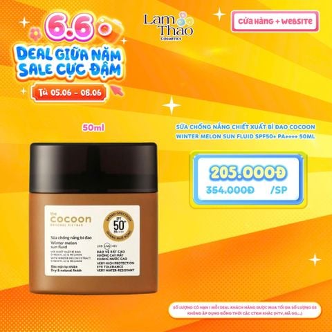  [DEAL SỐC 05.06 - 08.06 SIZE 50ML] Sữa Chống Nắng Chiết Xuất Bí Đao Cocoon Winter Melon Sun Fluid SPF50+ PA++++ 