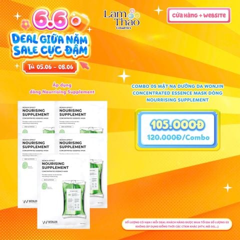  [DEAL SỐC 05.06 - 08.06 COMBO 05 MASK NOURISHING SUPPLEMENT] Mặt Nạ Dưỡng Da Wonjin Concentrated Essence Mask 