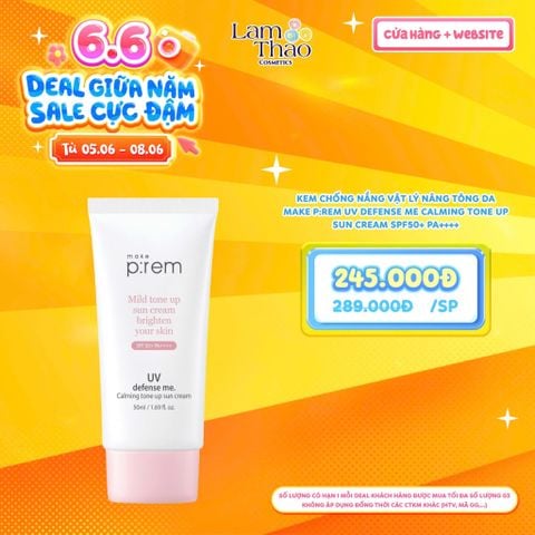  [DEAL SỐC 05.06 - 08.06] Kem Chống Nắng Vật Lý Nâng Tông Da Make P:rem UV Defense Me Calming Tone Up Sun Cream SPF50+ PA++++ 