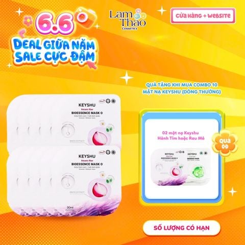  [MUA 10 MASK KEYSHU DÒNG THƯỜNG TẶNG 02 MASK KEYSHU] Mặt Nạ Hành Tím Cấp Ẩm, Hỗ Trợ Mờ Thâm Sẹo Keyshu Botanic Fiber Bioessence Mask O 