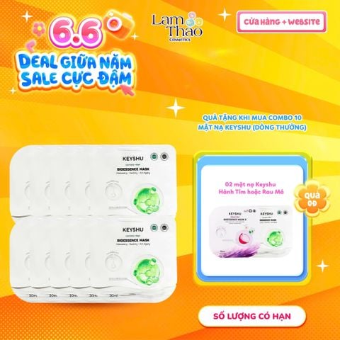  [MUA 10 MASK KEYSHU DÒNG THƯỜNG TẶNG 02 MASK KEYSHU] Mặt Nạ Sợi Xơ Rau Má Cấp Ẩm Keyshu Centella Fiber Bio Essence Mask 