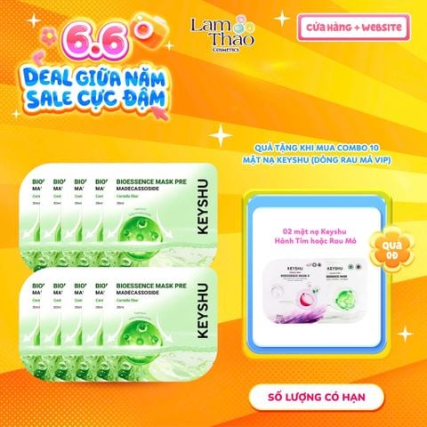  [MUA 10 MASK KEYSHU DÒNG RAU MÁ VIP TẶNG 02 MASK KEYSHU] Mặt Nạ Rau Má Làm Dịu Da Keyshu Bioessence Mask Pre 