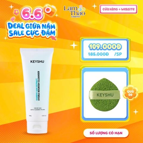  [TẶNG 01 MÚT RỬA MẶT KEYSHU] Sữa Rửa Mặt Làm Sạch Dịu Nhẹ Cho Da Khô Keyshu Hydra Nourish Cleanser 