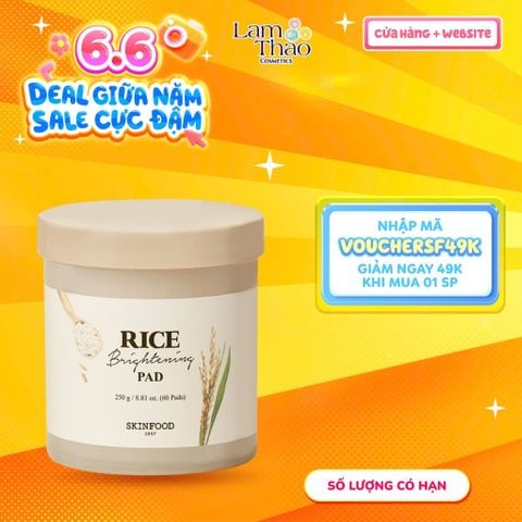  Toner Pad Gạo Dưỡng Trắng Da Skinfood Rice Brightening Pad 