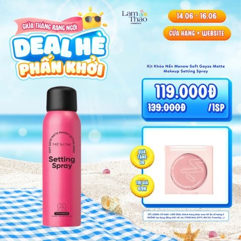  [DEAL SỐC 14.06 - 16.06 TẶNG MÁ HỒNG MENOW] Xịt Khóa Nền Menow Soft Gayze Matte Makeup Setting Spray 