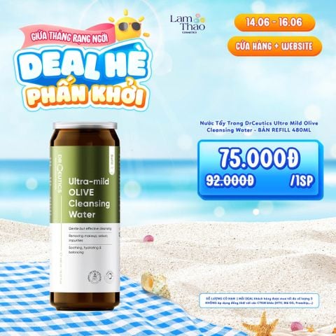  [DEAL SỐC 14.06 - 16.06 KHI MUA BẢN REFILL 480ML] Nước Tẩy Trang Làm Sạch Sâu Và Dưỡng Ẩm Cho Mọi Loại Da, Da Nhạy Cảm DrCeutics Ultra Mild Olive Cleansing Water 