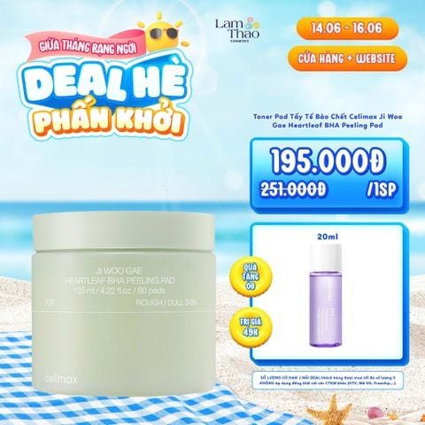  [DEAL SỐC 14.06 - 16.06 TẶNG DẦU TẨY TRANG CELIMAX 20ML] Toner Pad Tẩy Tế Bào Chết Celimax Ji Woo Gae Heartleaf BHA Peeling Pad 