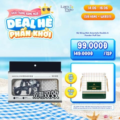  [DEAL SỐC 14.06 - 16.06 TẶNG BTT AMORTALS 240 MIẾNG] Bộ Bông Mút Amortals Double A Powder Puff Set 