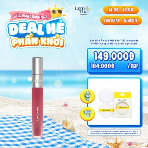  [DEAL SỐC 14.06 - 16.06 TẶNG SET 2 BÔNG PHẤN LEMONADE] Son Bùn Ấm Mờ Mịn Lâu Trôi Lemonade Perfect Couple Blurry Stain Lip Cream 