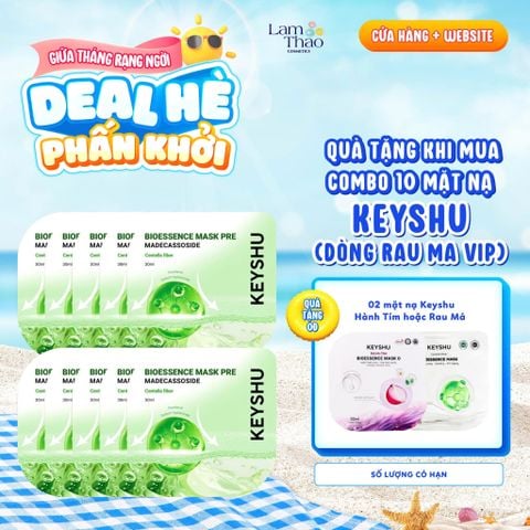  [MUA 10 MASK KEYSHU DÒNG RAU MÁ VIP TẶNG 02 MASK KEYSHU] Mặt Nạ Rau Má Làm Dịu Da Keyshu Bioessence Mask Pre 