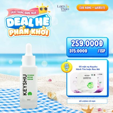  [MUA 1 TẶNG 3 MẶT NẠ KEYSHU NGẪU NHIÊN] Tinh Chất Hỗ Trợ Làm Dịu Da, Hỗ Trợ Ngừa Lão Hóa Keyshu Cicamax Refine Serum 
