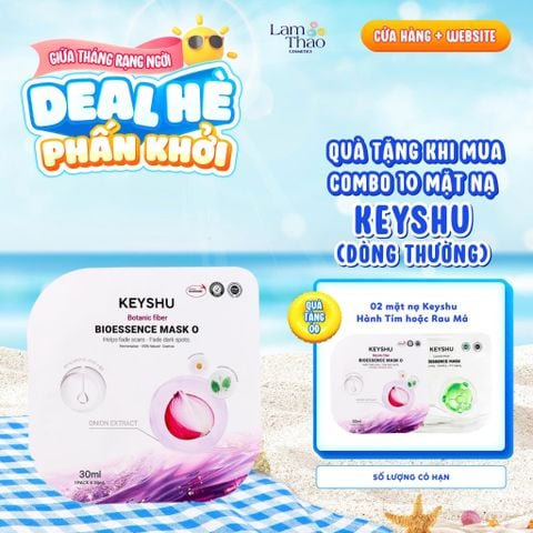  [MUA 10 MASK KEYSHU DÒNG THƯỜNG TẶNG 02 MASK KEYSHU] Mặt Nạ Hành Tím Cấp Ẩm, Hỗ Trợ Mờ Thâm Sẹo Keyshu Botanic Fiber Bioessence Mask O 