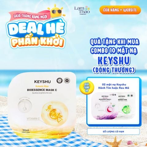  [MUA 10 MASK KEYSHU DÒNG THƯỜNG TẶNG 02 MASK KEYSHU] Mặt Nạ Vitamin C Cấp Ẩm Dưỡng Sáng Da Keyshu Botanic Fiber Bioessence Mask C 