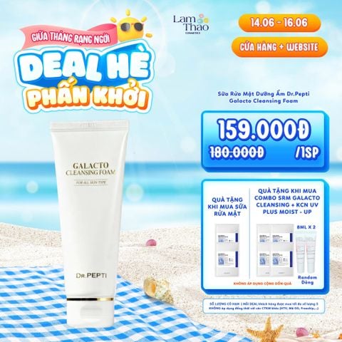  [DEAL 14.06 - 16.06] [MUA 1 TẶNG 02 MASK DR.PEPTI] [MUA COMBO KCN MOIST-UP + SRM DR.PEPTI TẶNG 4 MASK DR.PEPTI +  2 KCN DR.PEPTI 8ML] Sữa Rửa Mặt Dưỡng Ẩm Dr.Pepti Galacto Cleansing Foam 