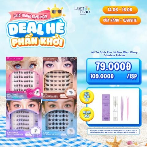  [DEAL SỐC 14.06 - 16.06 TẶNG DỤNG CỤ KÍCH MÍ MLEN DIARY] Mi Tự Dính Pha Lê Đen Mlen Diary Glueless Falsies 
