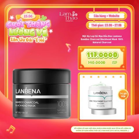  [DEAL SỐC 23.06 - 27.06 TẶNG MẶT NẠ ĐẤT SÉT LANBENA 100G] Mặt Nạ Loại Bỏ Mụn Đầu Đen Lanbena BamBoo Charcoal Blackhead Mask 100% Natural Charcoal 
