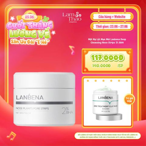  [DEAL SỐC 23.06 - 27.06 TẶNG MẶT NẠ ĐẤT SÉT LANBENA 100G] Mặt Nạ Lột Mụn Mũi Lanbena Deep Cleansing Nose Strips 2% BHA 