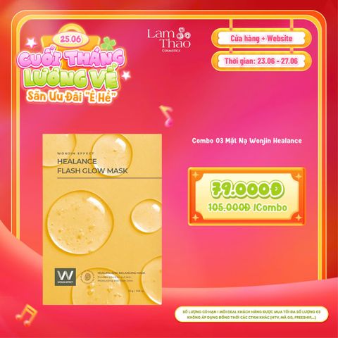  [DEAL SỐC 23.06 - 27.06 COMBO 3 MASK] Mặt Nạ Dưỡng Sáng Căng Bóng Da Wonjin Healance Flash Glow Mask 