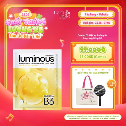  [DEAL SỐC 23.06 - 27.06 MUA 10 TẶNG GƯƠNG + TÚI TOTE COLORKEY] Mặt Nạ Se Khít Lỗ Chân Lông Và Sáng Da B3 Colorkey Luminous B3 Brightening & Pore Minimizing Facial Mask - Calendula 