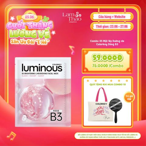  [DEAL SỐC 23.06 - 27.06 MUA 10 TẶNG GƯƠNG + TÚI TOTE COLORKEY] Mặt Nạ Dưỡng Ẩm Và Sáng Da B3 Colorkey Luminous B3 Brightening & Nourishing Facial Mask - Rose 