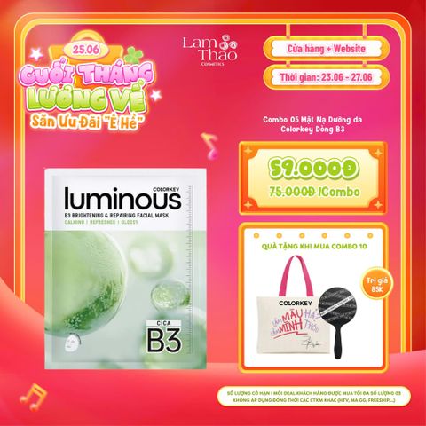  [DEAL SỐC 23.06 - 27.06 MUA 10 TẶNG GƯƠNG + TÚI TOTE COLORKEY] Mặt Nạ Phục Hồi Và Sáng Da B3 Colorkey Luminous B3 Brightening & Repairing Facial Mask - Cica 