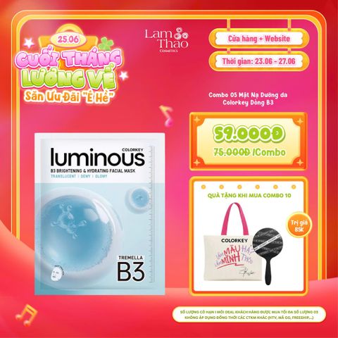  [DEAL SỐC 23.06 - 27.06 MUA 10 TẶNG GƯƠNG + TÚI TOTE COLORKEY] Mặt Nạ Cấp Ẩm Và Sáng Da B3 Colorkey Luminous B3 Brightening & Hydrating Facial Mask - Tremella 