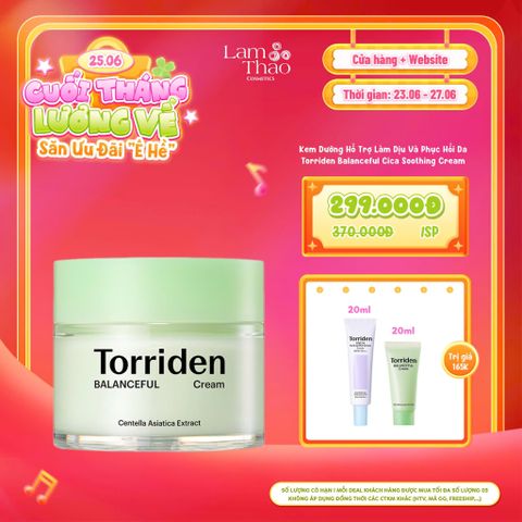  [DEAL SỐC 23.06 - 27.06 TẶNG KCN TORRIDEN 20ML + KEM DƯỠNG TORRIDEN 20ML] Kem Dưỡng Hỗ Trợ Làm Dịu Và Phục Hồi Da Torriden Balanceful Cica Soothing Cream 