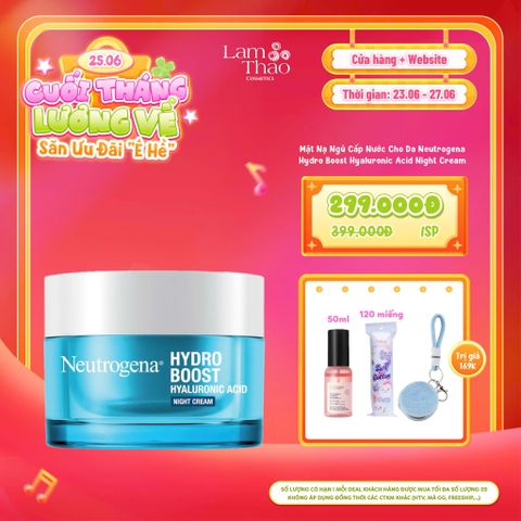 [DEAL SỐC 23.06 - 27.06 TẶNG GƯƠNG + BTT HORUS 120 MIẾNG + XỊT DƯỠNG DA COCOON 50ML] Mặt Nạ Ngủ Cấp Nước Cho Da Neutrogena Hydro Boost Hyaluronic Acid Night Cream 