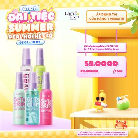  [DEAL SỐC 07.07 - 10.07] Xịt Khoá Trang Điểm DAZZLE ME Get a Grip! Makeup Setting Spray 