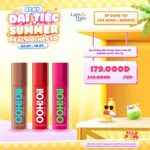  [DEAL SỐC 07.07 - 10.07 KHI MUA SIZE 7G] Son Dưỡng Môi Gentle Colors Ooh Oil Peptide Lip Oil 